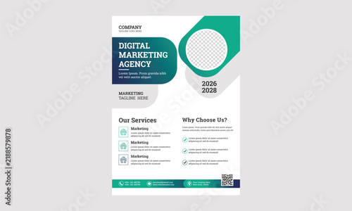 Gradient Business Flyer poster design layout shape, one colors design, 