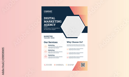 Gradient Business Flyer poster design layout shape, one colors design, 