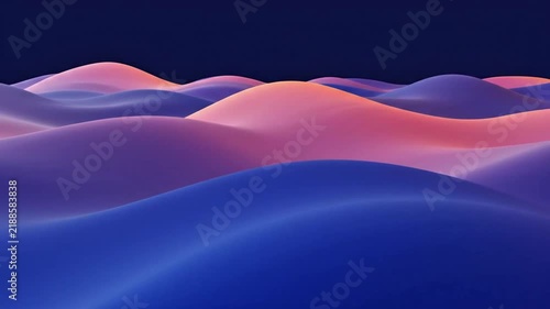 Abstract 3D Fluid Wave Background with Vibrant Blue and Purple Gradient Curves for Modern Design