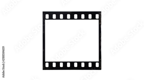 Vintage photographic film frame, square negative strip with perforated sprocket holes, retro camera photography border for scrapbooking albums isolated on transparent background