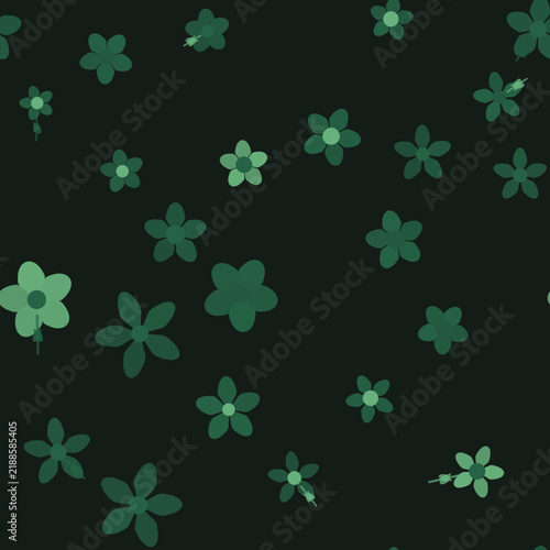 Phthalo green millefleur print pattern seamless background