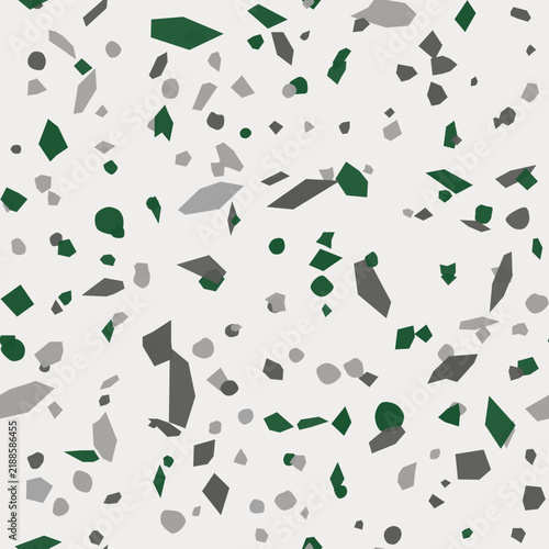 Forest green and ivory terrazzo pattern seamless background