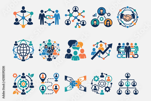 Business Ideas Team Collaboration and Growth Strategy Icon Set