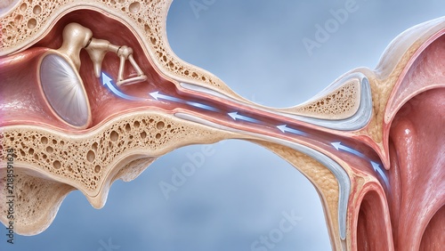 Naklejka Eustachian tube dysfunction with blocked middle ear ventilation