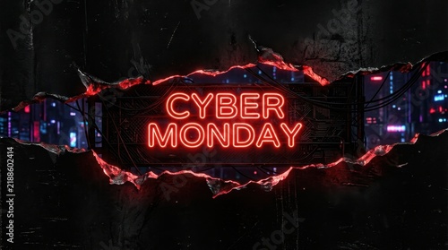 Cyber Monday Neon Sale Banner