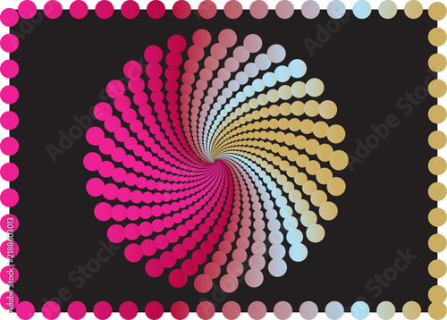 Fotografie Abstract Colorful Spiral Dot Pattern with Pink Gold and Blue Gradients

Descript