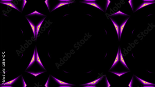 Quadro su tela Abstract purple gold neon light symmetry pattern