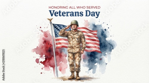 Watercolor Military Veterans Tribute