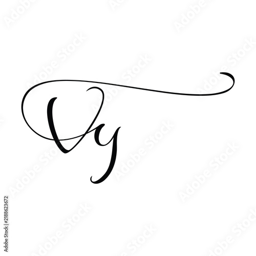 VY initials Handwriting signature logo. VY Hand drawn Calligraphy lettering Vector. VY  letter real estate, beauty, photography letter logo design. VY Logo
