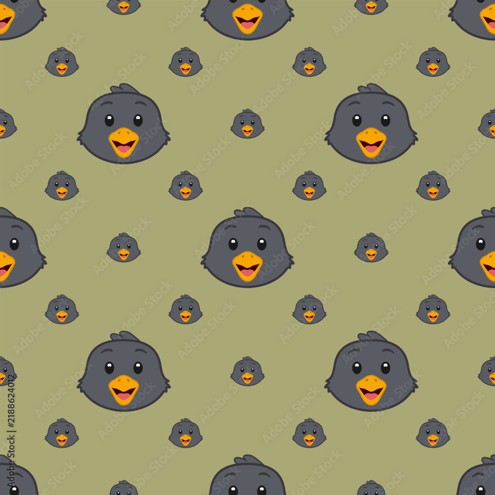 Obraz premium Vector seamless pattern with a raven
