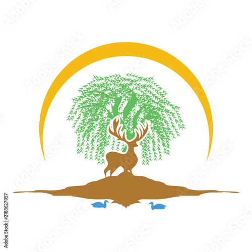 Stag And Willow Tree Logo