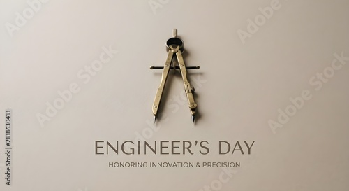 Engineer's Day banner honoring innovation and precision with a brass compass
