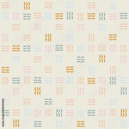 Abstract geometric seamless pattern overlapping half circles or waves. Semi-circle colorful wave. Geometric curve texture for clothing, textiles, cards, stationery, phone cases, paper gifts.