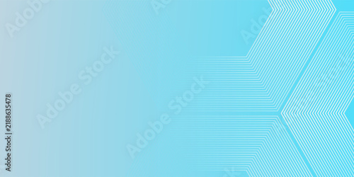 Futuristic abstract background with geometric hexagonal lines and smooth blue gradients. Vector image.