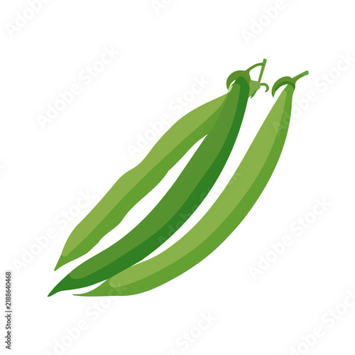2D flat vector graphic of a Green Beans in icon style, isolated on white background