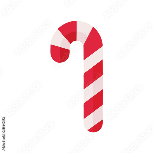 2D flat vector graphic of a Candy Cane in icon style, isolated on white background