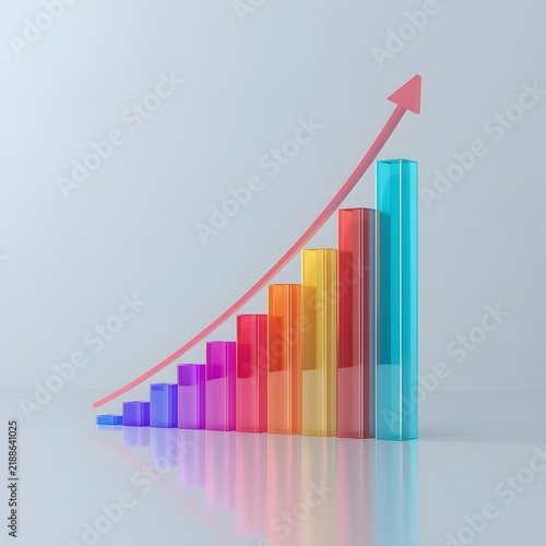 Premium 3D Bar Chart Showing Business Growth and Financial Success