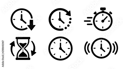 Time and clock icons collection for deadline management and productivity timing