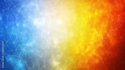 Soft light filters through vibrant blue yellow and orange adding warmth