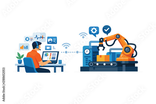 Industrial automation and robotics in smart factory concept