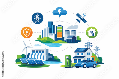 Smart city with renewable energy and electric vehicle infrastructure