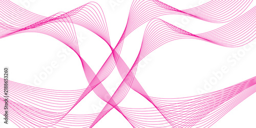 Waves of pink lines Abstract wavy stripes on a white background
