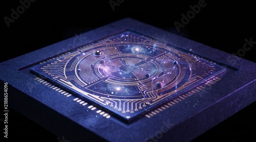 Obraz na płótnie Computer processor chip on a dark background