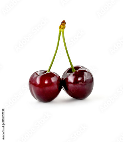 black Cherries on white background