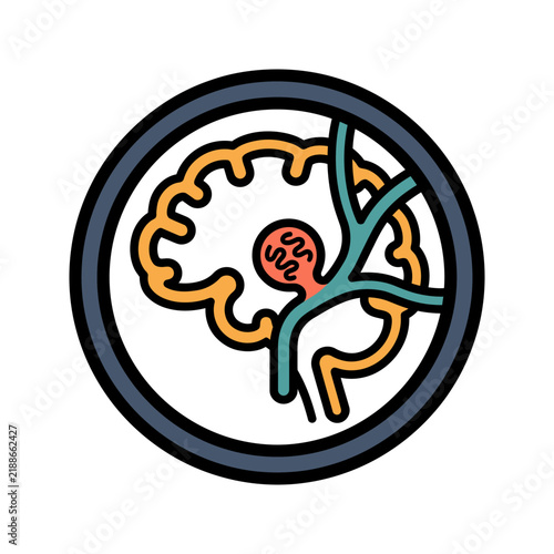 Brain Aneurysm Coiling Fluoroscopy Icon for Neurosurgery
