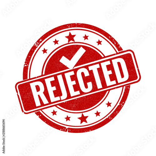 Red rejected stamp with a check mark symbol and grunge texture effect for business documents and official approval status validation concept illustration