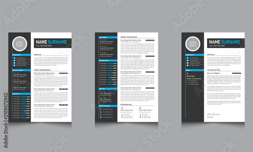 Black Minimal Creative Resume Layout Kit 