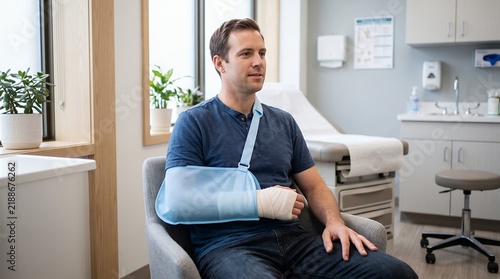 Arm in Sling with Bandaged Wrist – Injury Recovery Concept