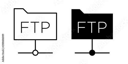 Fotografía FTP icon in outline and solid style, isolated on white background