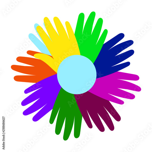 Colorful Hands Circle Representing Diversity and Unity.