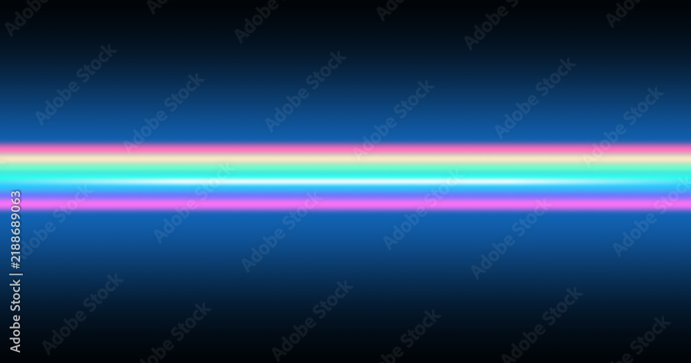Horizontal glowing neon light streaks on a dark blue background Stock ...