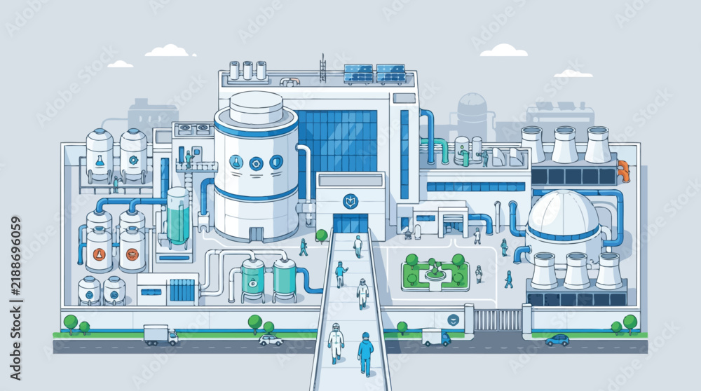 Obraz premium Modern Isometric Industrial Factory and Research Center Illustration