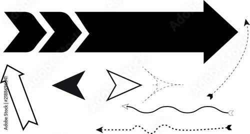 Black Arrow Direction and Navigation Vector Icons Set