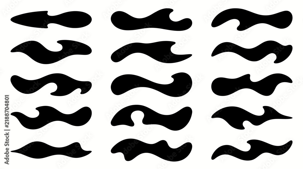 Fototapeta premium Black silhouettes of fish swimming in various styles