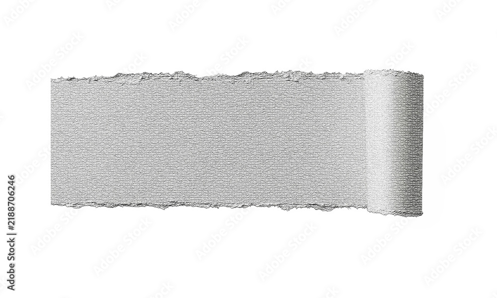Obraz premium Torn silver paper strip banner isolated on transparent background