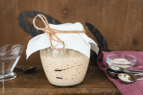 Homemade Sourdough Starter in a Glass Jar