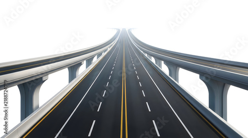 Empty highway under bridge with vanishing perspective
