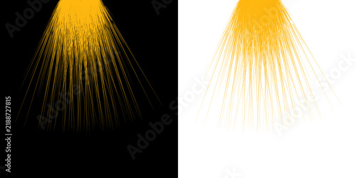 Abstract golden light rays top center burst overlay element for dynamic banners
