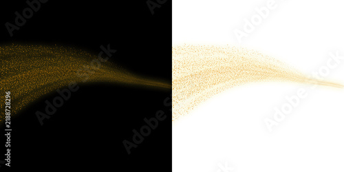 Abstract golden dust wave particles stream overlay element for luxury banners