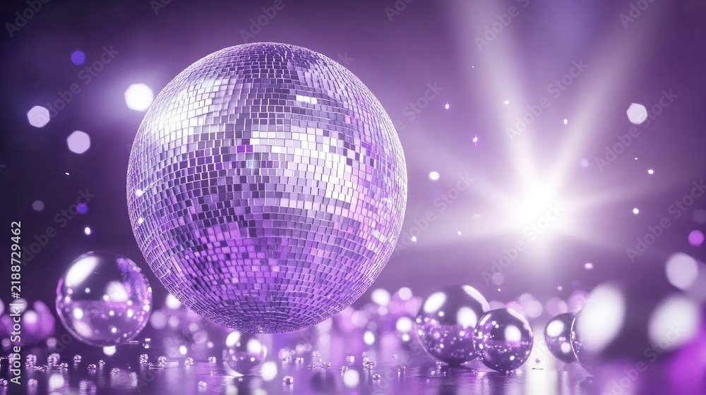 Obraz premium Celebrate in style with glittering disco balls and vibrant lights illuminating the club atmosphere during an unforgettable night
