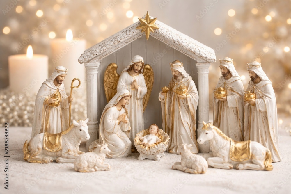Fototapeta premium Elegant nativity scene display.