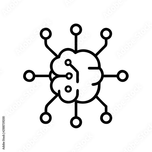 Brain icon with interconnected nodes representing technology and innovation  