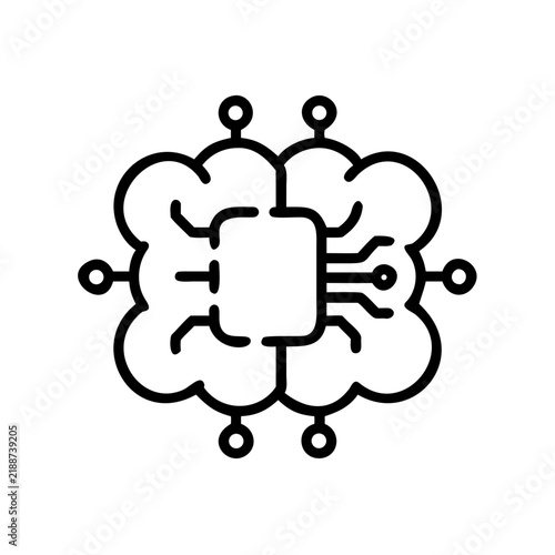 Brain icon with circuit lines representing artificial intelligence  