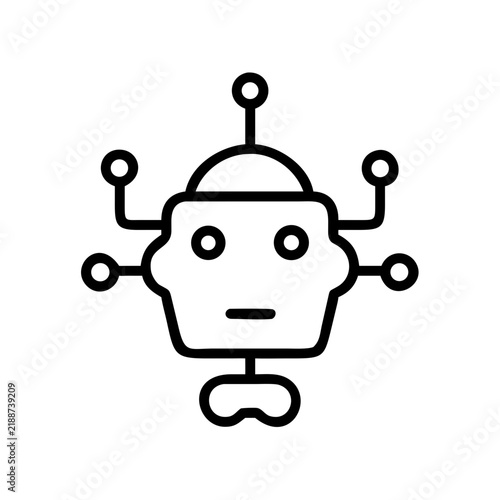 Icon of a robot head with connections and a simple design  