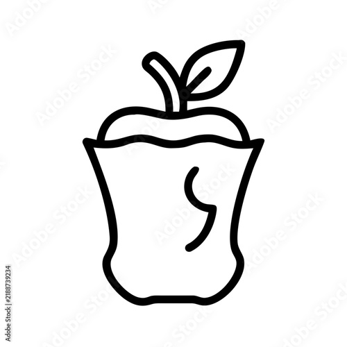 Icon of a half-eaten apple with a leaf in a minimalist style  