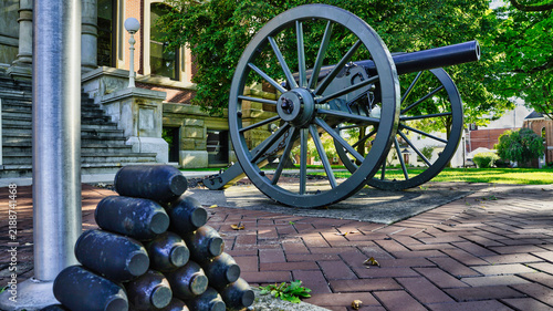 A cannon in front of the Union County, Marysville Ohio USA 2026